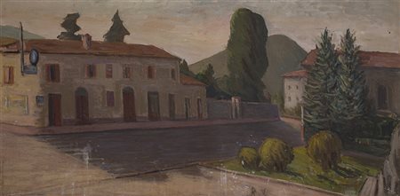 ANONIMO Senza Titolo Olio su tavola cm 59x120 Firma indecifrata al fronte