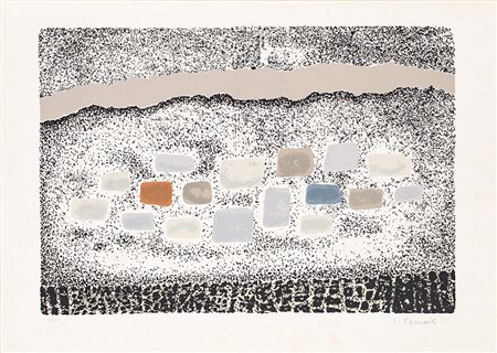 LUIGI SPACAL (1907-2000) Mondo di pietra, 1982 Serigrafia cm 50x70 Firmata e...