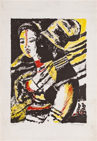 SALVATORE FIUME (1915-1997) Senza Titolo Litografia cm 96x64 Firma e...