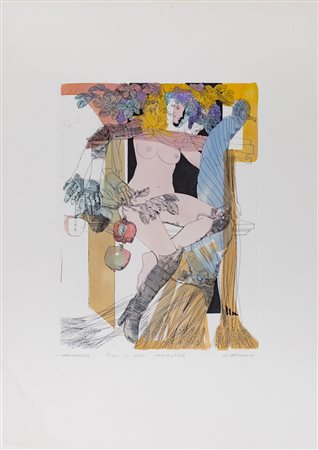 WALTER CREMONINI (1924-2007) L'abbondanza Incisione acquerellata Lastra cm...