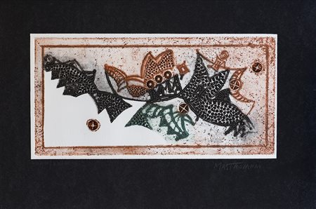 UMBERTO MASTROIANNI (1910-1988) Senza Titolo Acquaforte Lastra cm 12x25...