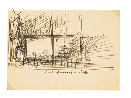 PIETRO ANNIGONI (1910-1988) Senza Titolo Tecnica mista su carta cm 9x13 Firma...