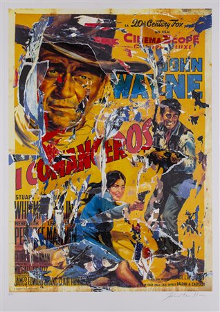 MIMMO ROTELLA (1918-2006) I Comanceros Multiplo serigrafico e decollages su...