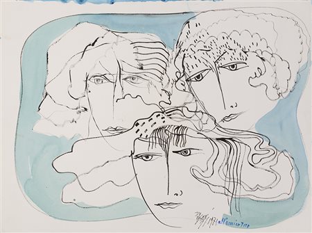 ENZO PAGANI (1920-1993) Senza Titolo, 1971 Tecnica mista su carta cm 50x66...