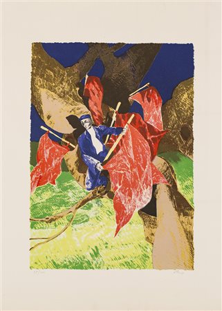 ENNIO CALABRIA (1937) Senza Titolo Litografia cm 70x50 Firma e numerazione...