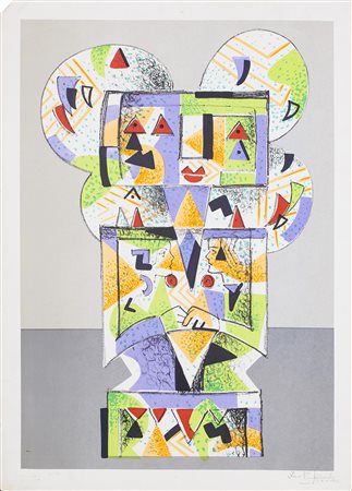 IBRAHIM KODRA (1918-2006) Senza Titolo Litografia cm 70x50 Firma e...