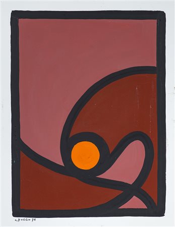 OSVALDO POGGIO (1931) Senza Titolo, 1976 Tempera su carta cm 34,8x27 Firma e...