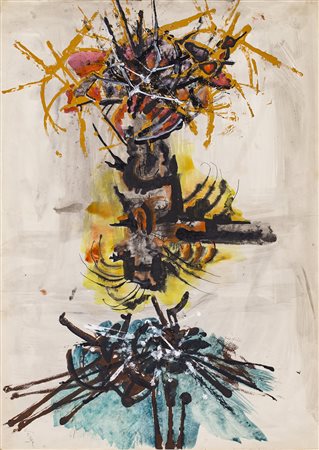 VERGA Senza Titolo Tecnica mista su carta cm 50x70 Firma al fronte Timbro...