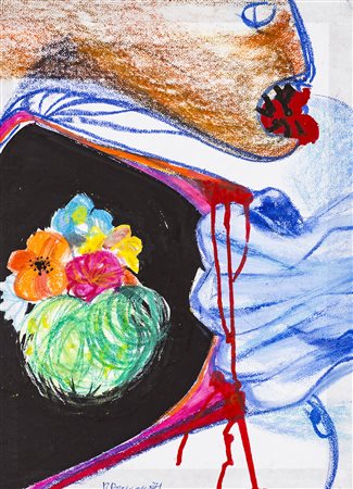 BRANCACCIO Senza Titolo, 1971 Tecnica mista su carta cm 46x36 Firma e...