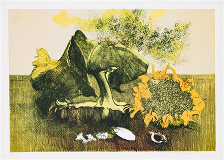 GIANCARLO CAZZANIGA (1930-2013) Senza Titolo Litografia cm 50x70 Firma e...