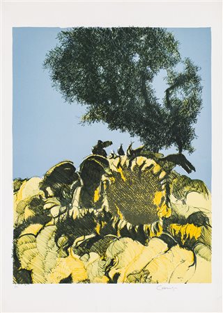 GIANCARLO CAZZANIGA (1930-2013) Senza Titolo Litografia cm 70x50 Firma e...