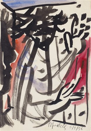 ERCOLE PIGNATELLI (1935) Senza Titolo, 1954 Tecnica mista su carta cm 23,5x17...