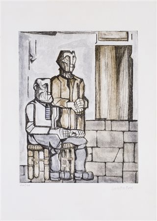 DOMENICO CANTATORE (1906-1998) Senza Titolo Acquaforte Lastra cm 47x37 Foglio...