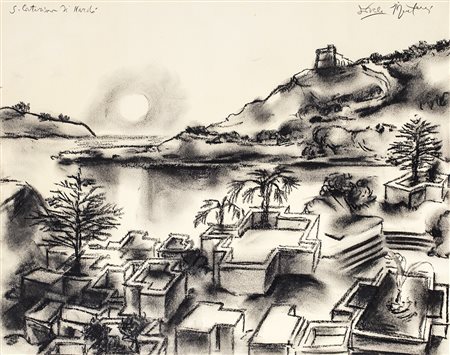 ERCOLE PIGNATELLI (1935) S. Caterina di Nard&ograve; Carboncino su carta cm...