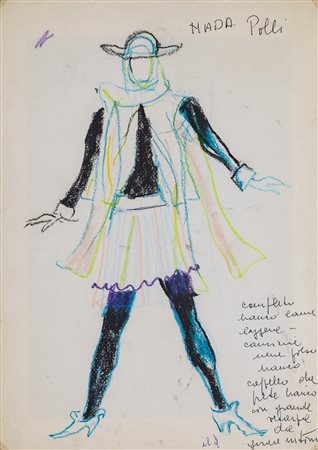 DARIO FO (1926-2013) Senza Titolo Tecnica mista su carta cm 34,5x24,5 Firma...