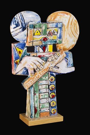 IBRAHIM KODRA (1918-2006) Senza Titolo Scultura in ceramica smaltata cm...