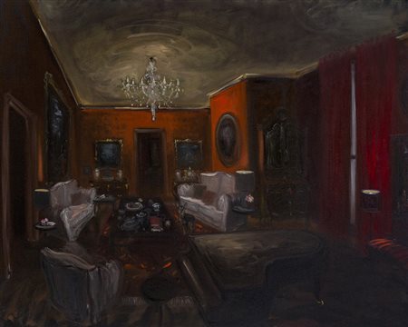 EMANUELE GREGOLIN (1972) Interno, 2008 Olio su tela cm 80x100x4 Firma, titolo...