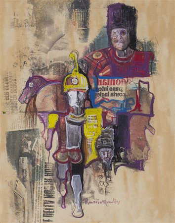 ROSARIO MAZZELLA (1932) Senza Titolo Tecnica mista su carta intelata cm 50x40...