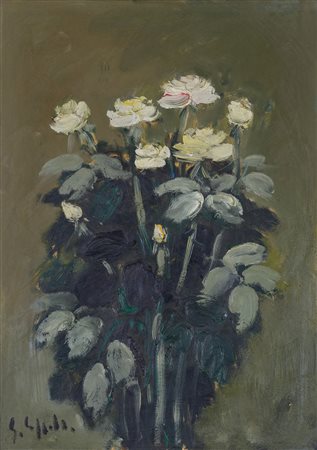 EMANUELE CAPPELLO (1936) Fiori Olio su tela cm 70x50 Firma al fronte Firma al...