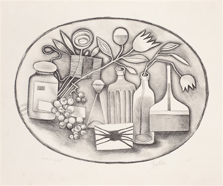 FRANCO GENTILINI (1909-1981) Senza Titolo Litografia cm 49x59 Firma e...