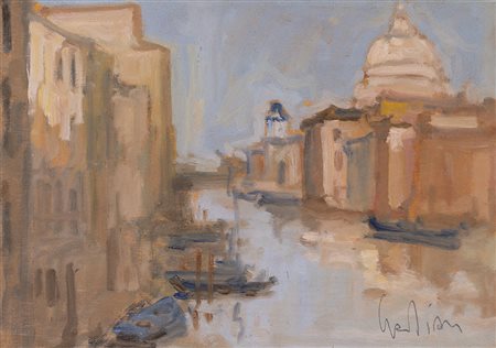 ALBERTO CANDIAN (1946) La Salute Olio su tavola cm 25x35 Firma al fronte...