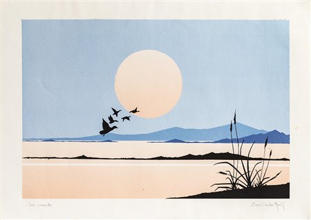 JEAN CLAUDE MARINI Les canards Stampa su cartoncino cm 50x70 Firma e titolo a...