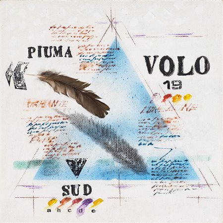 GINO GINI (1939) Senza Titolo Tecnica mista e applicazioni su tela intavolata...