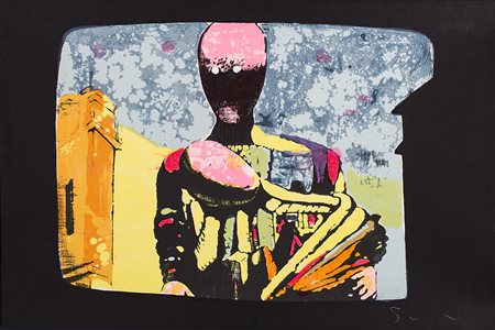 MARIO SCHIFANO (1934-1998) Omaggio a De Chirico, il pittore e l'architetto,...