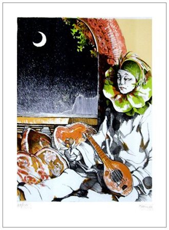 ALBERTO FREMURA 1936 Senza titolo Litografia a colori es.58/100. Firma in b....