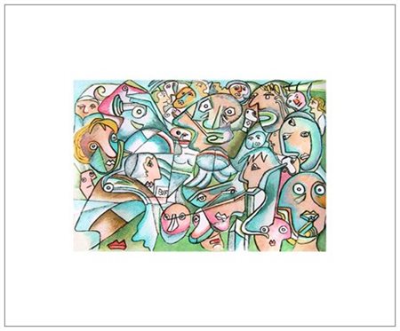 ENRICO BAJ 1924 - 2003 Senza titolo Incisione a colori es.116/150. Firma in...