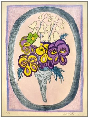 GIUSEPPE VIVIANI 1898 - 1965 Fiori 1964 Litografia a 6 colori es.104/170....