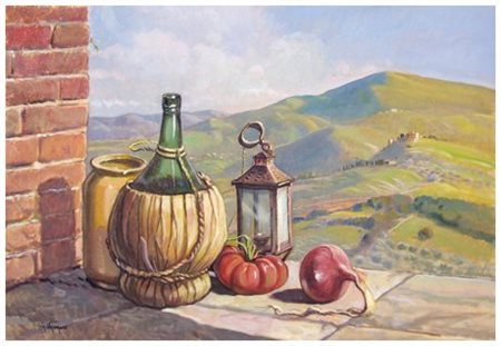 GIACOMO VACCARO 1953 Composizione Olio su tavola 50 x 70. Firma in b. a s.;...