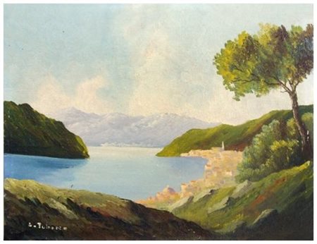 S. TUBINO Senza titolo Olio su tavola 24 x 30. Firma in b. a s.