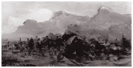 ALVARO DANTI 1911 - 1985 Senza titolo Olio su faesite 20 x 40. Firma sul verso