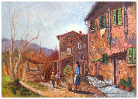 LUCIANO CANACCINI 1941 Senza titolo Olio su juta 50 x 70. Firma in b. a d