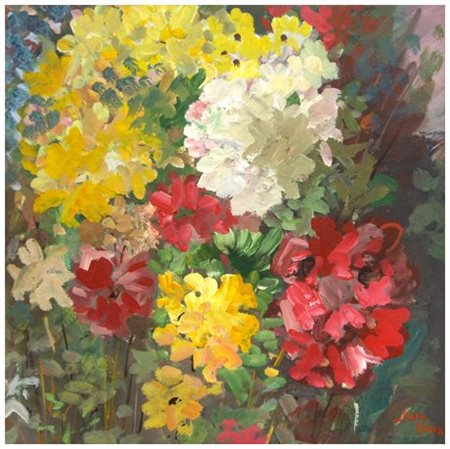 SALVATORE ZONA Senza titolo Olio su tavola 41,5 x 41,5. Firma in b. a d.