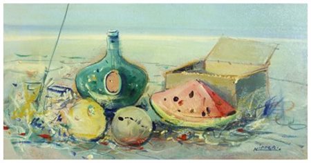 FRANCO HIPPERT 1932 - ? Senza titolo Olio su faesite 29,5 x 57,5. Firma in b....