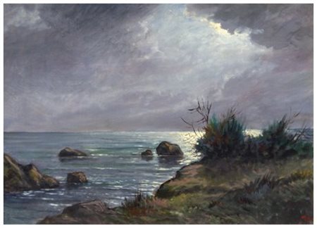 MILLUS (Mauro Illusi) 1925 - 1992 Senza titolo Olio su tavola 50 x 70. Firma...