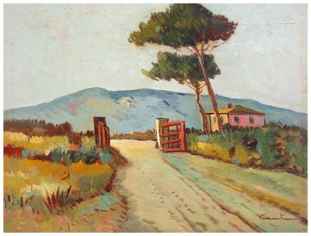 GINO CENTONI 1891 - 1960 Senza titolo Olio su tavola 30 x 40. Firma in b. a d.