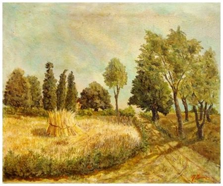 MANNI Senza titolo 1857 ca. Olio su tela 50 x 60. Firma in b. a d.; sul verso...