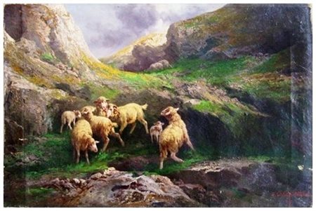 JOHN (GIOVANNI) CALIFANO 1864 - 1946 Senza titolo Olio su tela 36 x 54. Firma...