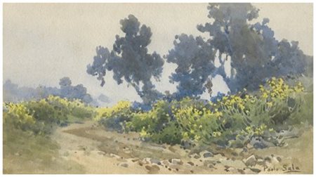 PAOLO SALA 1859 - 1924 Senza titolo Gouache su cartoncino 16,3 x 29,5. Firma...