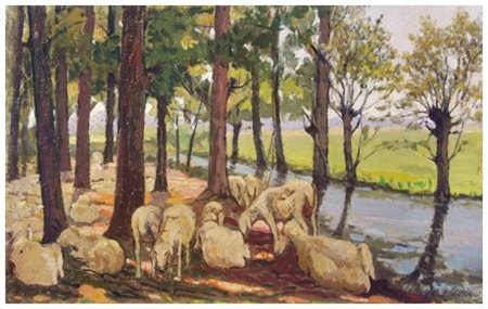 GIOVANNI MALESCI 1884 - 1969 Senza titolo Olio su tavola 36,3 x 57. Firma in...