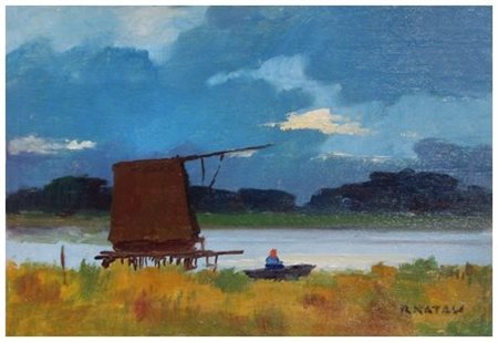 RENATO NATALI 1883 - 1979 Senza titolo Olio su tavola 20 x 30. Firma in b. a...