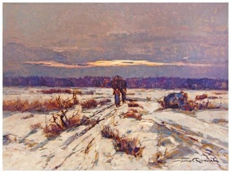 GINO ROMITI 1881 - 1967 Senza titolo Olio su tavola 33 x 44. Firma in b. a d.