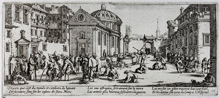 Jacques Callot&nbsp;[da],&nbsp;Les Bohémiens.Acquaforte. mm 125/127x235/237....