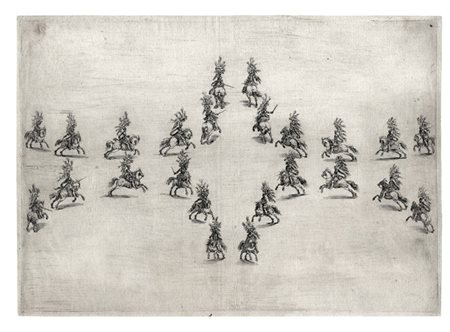 Stefano Della Bella,&nbsp;Ventiquattro cavalieri su due file formano un ovale...