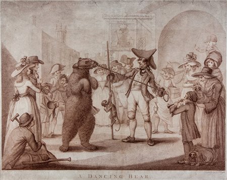 Charles Knight,&nbsp;A Dancing Bear.1785Acquaforte e pointill&eacute;. mm...