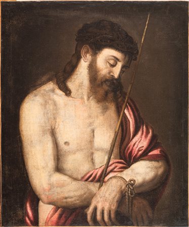 Scuola veneta del XVI secolo,&nbsp;Ecce Homo.Olio su tela. cm 70x57,5. Il...