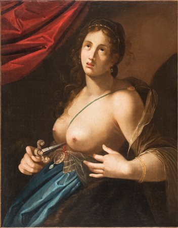 Anonimo del XVII secolo,&nbsp;Lucrezia romana.Olio su tela. cm 93x73. Dipinto...